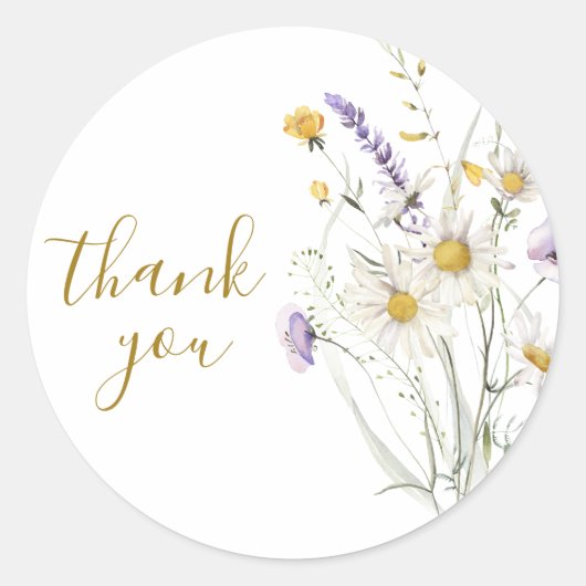 花のプレゼントに感謝 ラウンドシール (正面)
