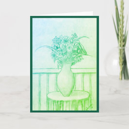 花のプレゼント – 緑 ノートカード