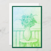 花のプレゼント – 緑 招待状 (正面/裏面)