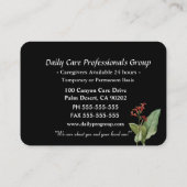 花のプロフェッショナルを信頼している介護者 名刺 (裏面)