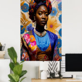 花のヘアスカーフのプリンセス ポスター (ホームオフィス)