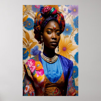 花のヘアスカーフのプリンセス ポスター