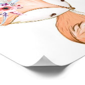 花のヘアバンドをつけたかわいいキツネ ポスター (角)