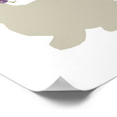 花のヘアピースを付けたウサギの動物の絵 ポスター (角)