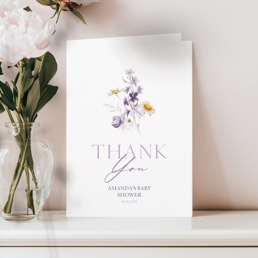 花のベイビーシャワーの感謝カード 招待状