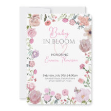 花のベイビーシャワー招待状 – エレガントな水彩画