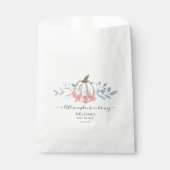 花のベイビーシャワー ピンクのバラとカボチャ フェイバーバッグ (正面)