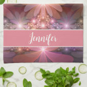 花のベッドカラフル抽象芸術フラクタルアート名 キッチンタオル (折り畳み)