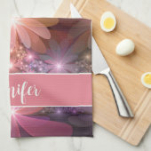 花のベッドカラフル抽象芸術フラクタルアート名 キッチンタオル (四つ折り)