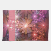 花のベッドカラフル抽象芸術フラクタルアート名 キッチンタオル (横)