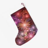 花のベッドカラフル抽象芸術フラクタルアート名 スモールクリスマスストッキング (裏面 (吊り時))