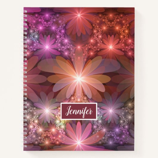 花のベッドカラフル抽象芸術フラクタルアート名 ノートブック (正面)