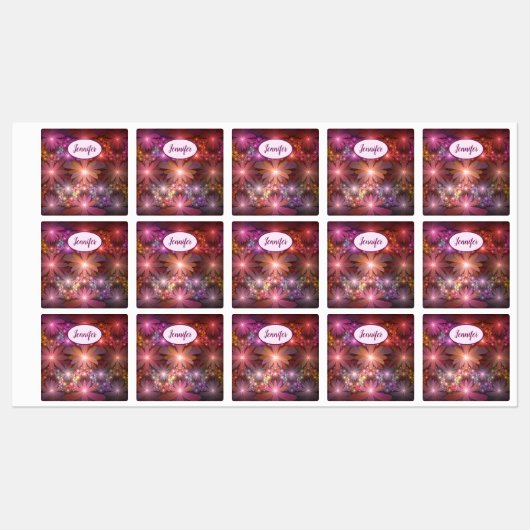 花のベッドカラフル抽象芸術フラクタルアート名 ラベル (シート)