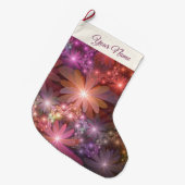 花のベッドカラフル抽象芸術フラクタルアート名 ラージクリスマスストッキング (正面 (吊り時))
