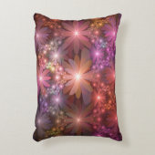 花のベッド光沢のあるカラフル抽象芸術フラクタルアート アクセントクッション (正面(垂直))