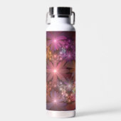 花のベッド光沢のあるカラフル抽象芸術フラクタルアート ウォーターボトル (正面)