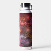 花のベッド光沢のあるカラフル抽象芸術フラクタルアート ウォーターボトル (背面)