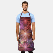 花のベッド光沢のあるカラフル抽象芸術フラクタルアート エプロン (着用した状態)