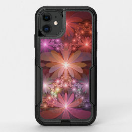 花のベッド光沢のあるカラフル抽象芸術フラクタルアート オッターボックスコミューターiPhone 11ケース