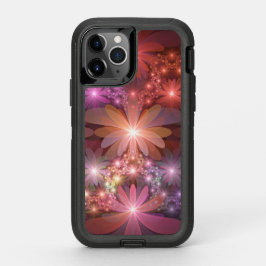 花のベッド光沢のあるカラフル抽象芸術フラクタルアート オッターボックスディフェンダーiPhone 11 PROケース