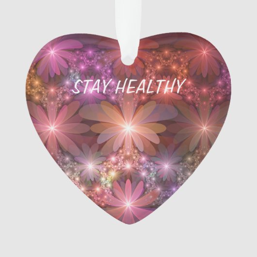 花のベッド光沢のあるカラフル抽象芸術フラクタルアート オーナメント (正面)