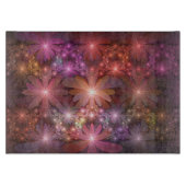 花のベッド光沢のあるカラフル抽象芸術フラクタルアート カッティングボード (正面)