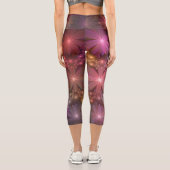 花のベッド光沢のあるカラフル抽象芸術フラクタルアート カプリレギンス (裏面)