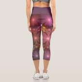 花のベッド光沢のあるカラフル抽象芸術フラクタルアート カプリレギンス (裏面)