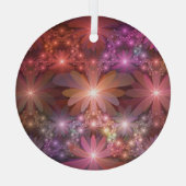 花のベッド光沢のあるカラフル抽象芸術フラクタルアート ガラスオーナメント (裏面)