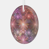 花のベッド光沢のあるカラフル抽象芸術フラクタルアート ガラスオーナメント (正面左)