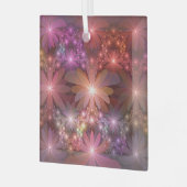 花のベッド光沢のあるカラフル抽象芸術フラクタルアート ガラスオーナメント (正面左)