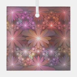 花のベッド光沢のあるカラフル抽象芸術フラクタルアート ガラスオーナメント