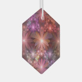 花のベッド光沢のあるカラフル抽象芸術フラクタルアート ガラスオーナメント (正面右)