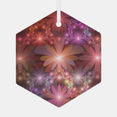 花のベッド光沢のあるカラフル抽象芸術フラクタルアート ガラスオーナメント (裏面)