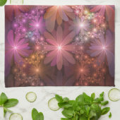 花のベッド光沢のあるカラフル抽象芸術フラクタルアート キッチンタオル (折り畳み)