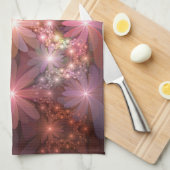 花のベッド光沢のあるカラフル抽象芸術フラクタルアート キッチンタオル (四つ折り)