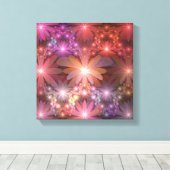 花のベッド光沢のあるカラフル抽象芸術フラクタルアート キャンバスプリント (インサイチュ (ウッドフロア))