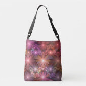 花のベッド光沢のあるカラフル抽象芸術フラクタルアート クロスボディバッグ (裏面)