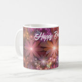 花のベッド光沢のあるカラフル抽象芸術フラクタルアート コーヒーマグカップ (正面左)