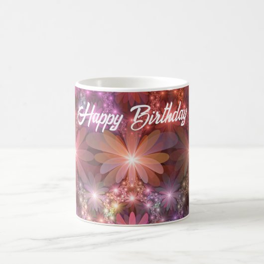 花のベッド光沢のあるカラフル抽象芸術フラクタルアート コーヒーマグカップ (中央)