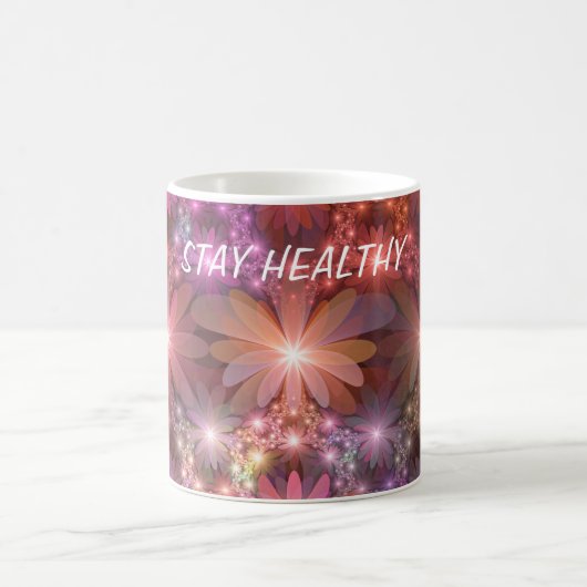 花のベッド光沢のあるカラフル抽象芸術フラクタルアート コーヒーマグカップ (中央)