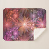 花のベッド光沢のあるカラフル抽象芸術フラクタルアート シェルパブランケット (正面(横))