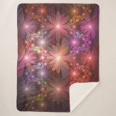 花のベッド光沢のあるカラフル抽象芸術フラクタルアート シェルパブランケット (正面)