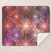 花のベッド光沢のあるカラフル抽象芸術フラクタルアート シェルパブランケット (正面(横))