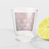 花のベッド光沢のあるカラフル抽象芸術フラクタルアート ショットグラス (裏面)