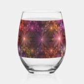 花のベッド光沢のあるカラフル抽象芸術フラクタルアート ステムなしワイングラス (左)