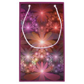 花のベッド光沢のあるカラフル抽象芸術フラクタルアート スモールペーパーバッグ (裏面)