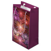 花のベッド光沢のあるカラフル抽象芸術フラクタルアート スモールペーパーバッグ (裏面アングル)