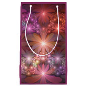 花のベッド光沢のあるカラフル抽象芸術フラクタルアート スモールペーパーバッグ (正面)