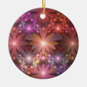 花のベッド光沢のあるカラフル抽象芸術フラクタルアート セラミックオーナメント (正面)